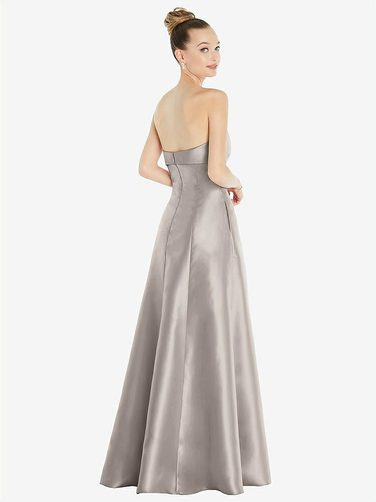 【D830】リボンカフ付きストラップレス サテンボールガウン(ポケット付き)【サイズ: 00〜30W】