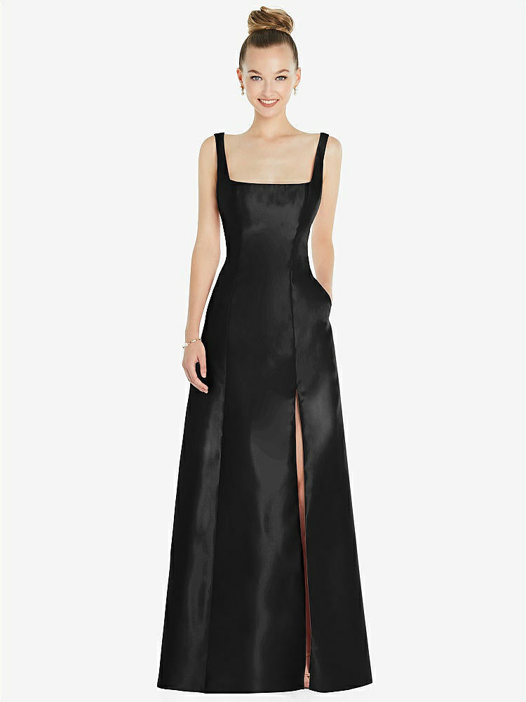 【STYLE: D826】ノースリーブ 正方ネック プリンセスライン ガウン - ブラック 背面