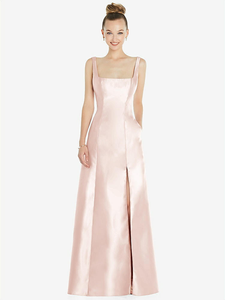 【STYLE: D826】ノースリーブ 正方ネック プリンセスライン ガウン - ブラッシュ 背面