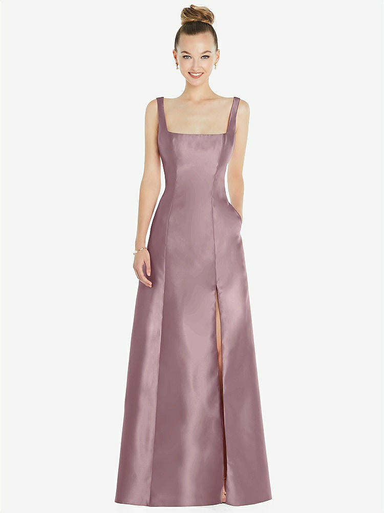 【STYLE: D826】ノースリーブ 正方ネック プリンセスライン ガウン - ダスティ 背面