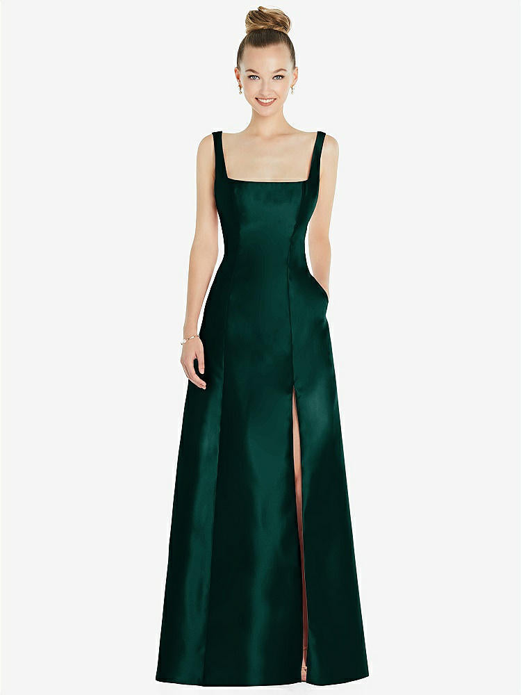 【STYLE: D826】ノースリーブ 正方ネック プリンセスライン ガウン - エバーグリーン 背面