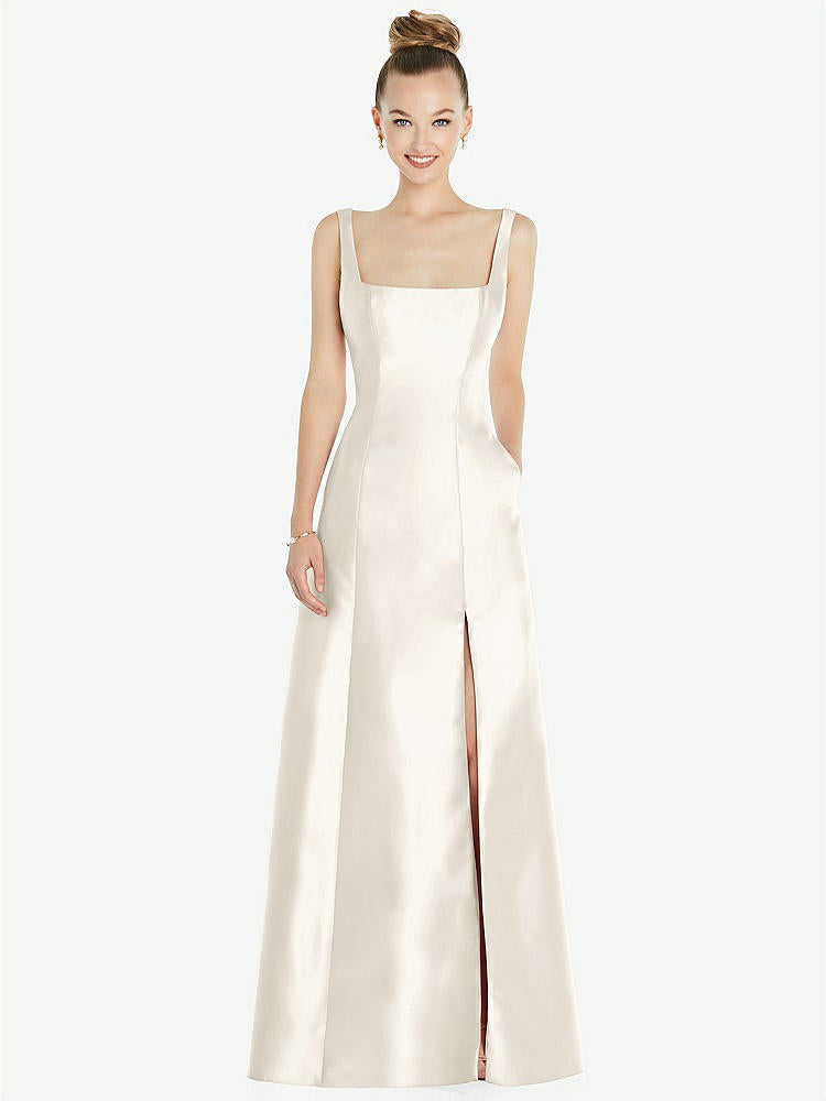 【STYLE: D826】ノースリーブ 正方ネック プリンセスライン ガウン - アイボリー 背面