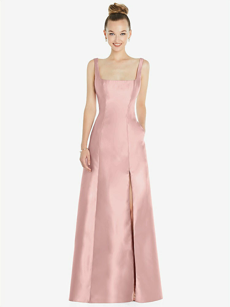 【STYLE: D826】ノースリーブ 正方ネック プリンセスライン ガウン - ローズ 背面