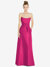 【STYLE: D828】バスクネック ストラップレス サテンドレス - シンクピンク 背面