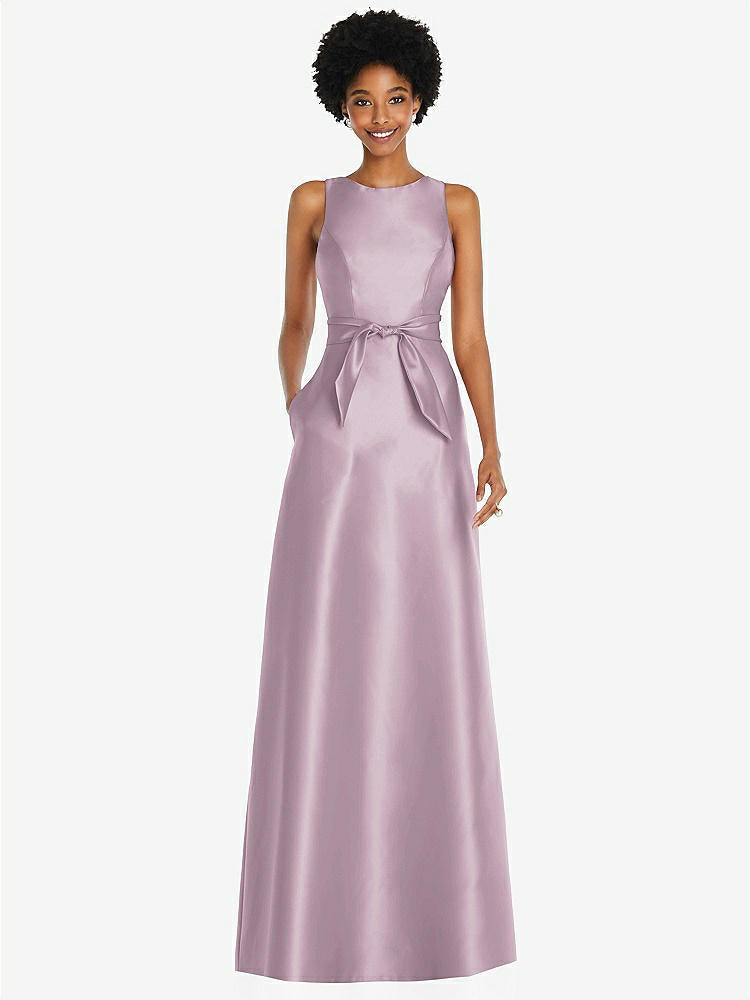 【STYLE: D825】宝石ネック Vバック マキシ丈ドレス - スエードローズ 背面