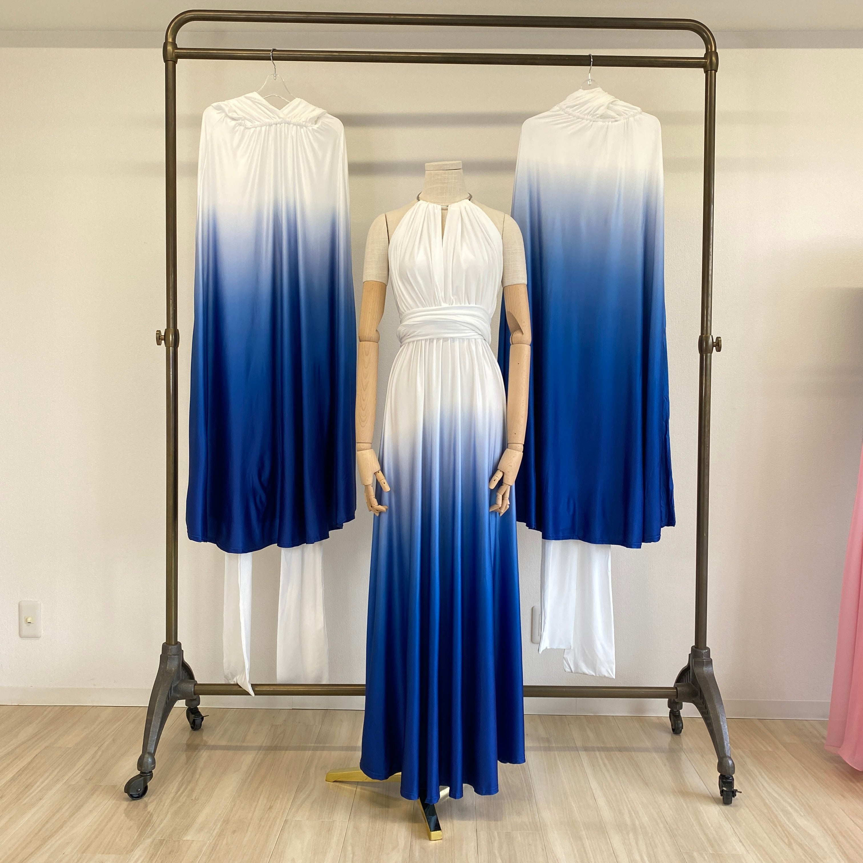 【ビーチ】TW003 グラデーション ツイスト&ラップドレス【即日発送】