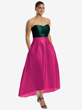 ストラップレス サテン ハイロードレス - シンクピンク 前面