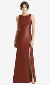 【STYLE: D770】サテン ノースリーブ トランペット オープンバック 弓付き ドレス - オーバン 背面