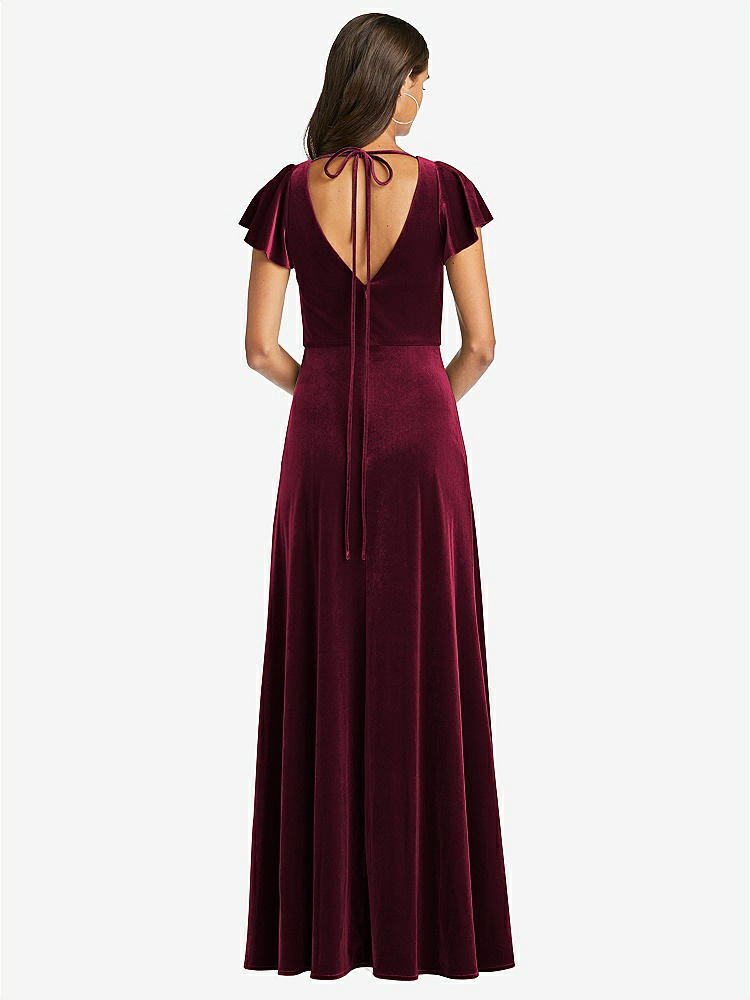 【NEW】【STYLE: 1540】フラッター スリーブ ベルベット マキシ ドレス ポケット付き【COLOR: Tawny Rose】【SIZE: 00-30W】 - Cabernet 背面