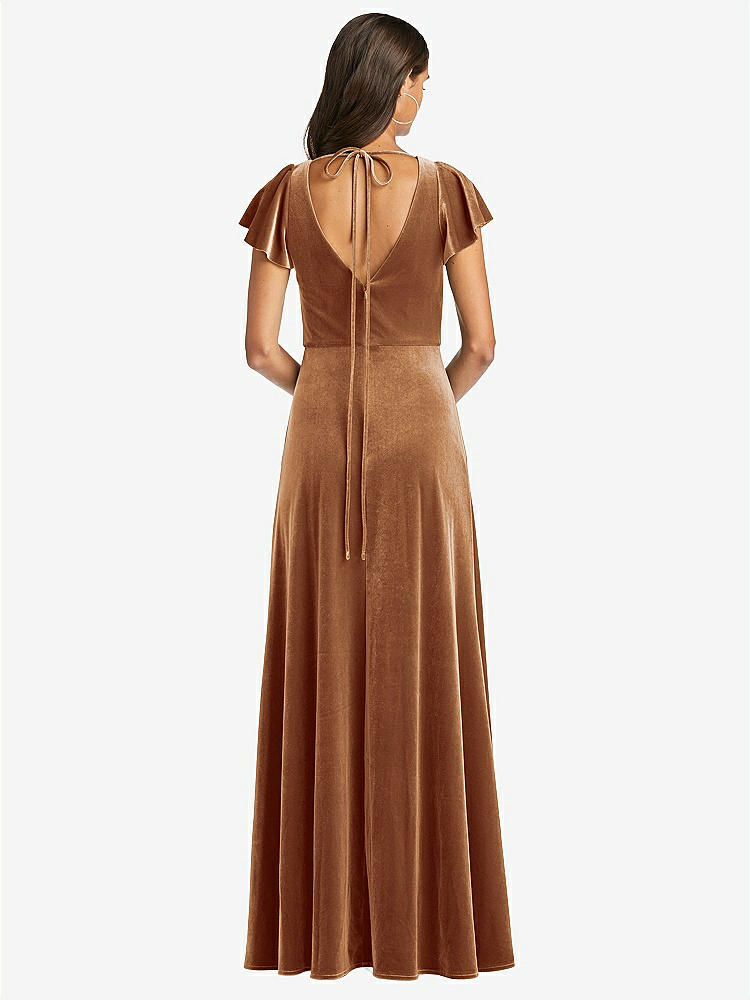 【NEW】【STYLE: 1540】フラッター スリーブ ベルベット マキシ ドレス ポケット付き【COLOR: Tawny Rose】【SIZE: 00-30W】 - Golden Almond 背面