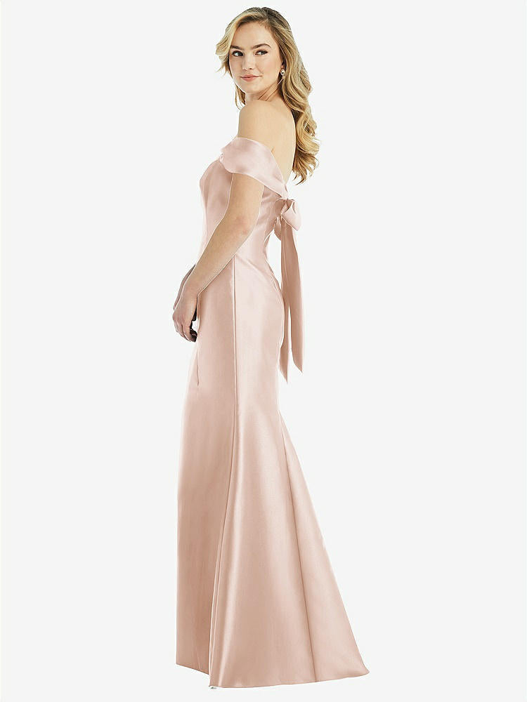 【STYLE: D793】ショルダーリボン サテン トランペットドレス - カメオ 背面