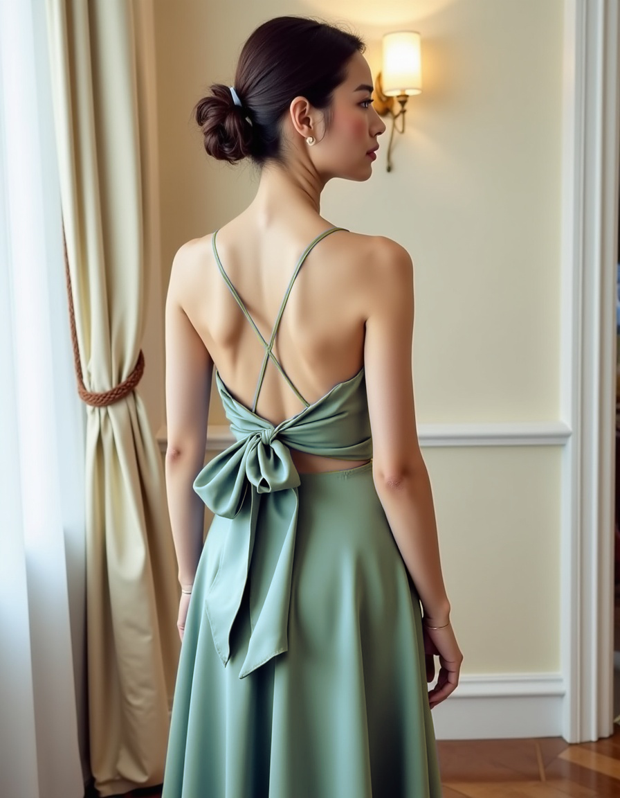 クロスバックサテンロングドレス CBS-01