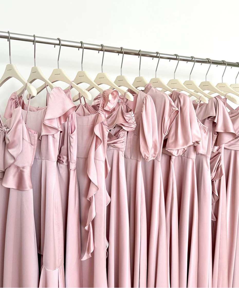 【受注生産/オーダーメイド】 サテンロングドレス 12種類のデザイン【ローズピンク】