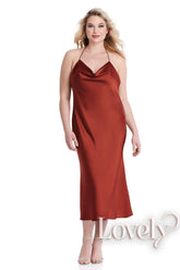 【STYLE: LB001】サテン ブライズメイド ミディドレス - アイボリー 背面