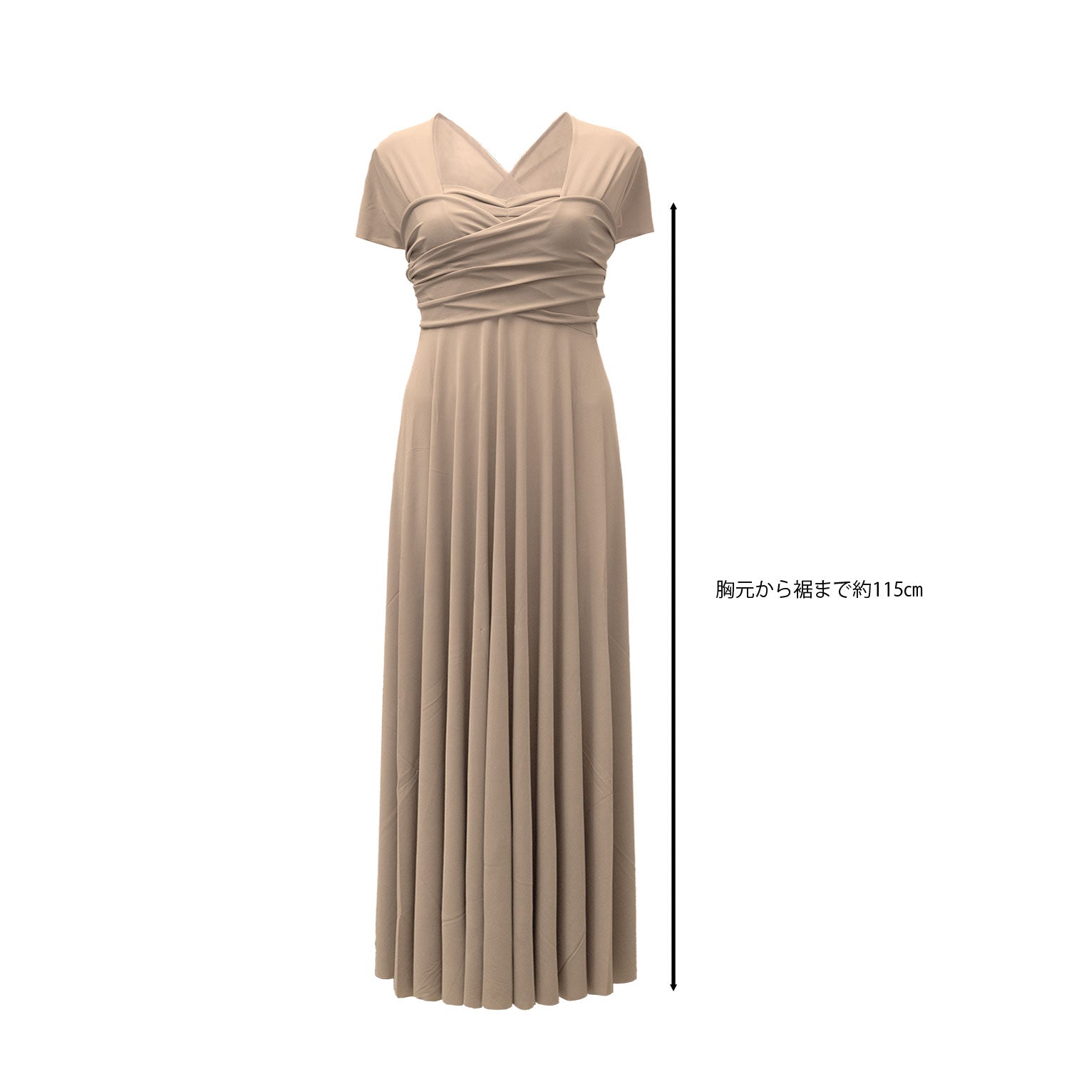 【SALE】着丈115cm ツイスト&ラップドレス クリスタルゴールド 大きいサイズ【即日発送】