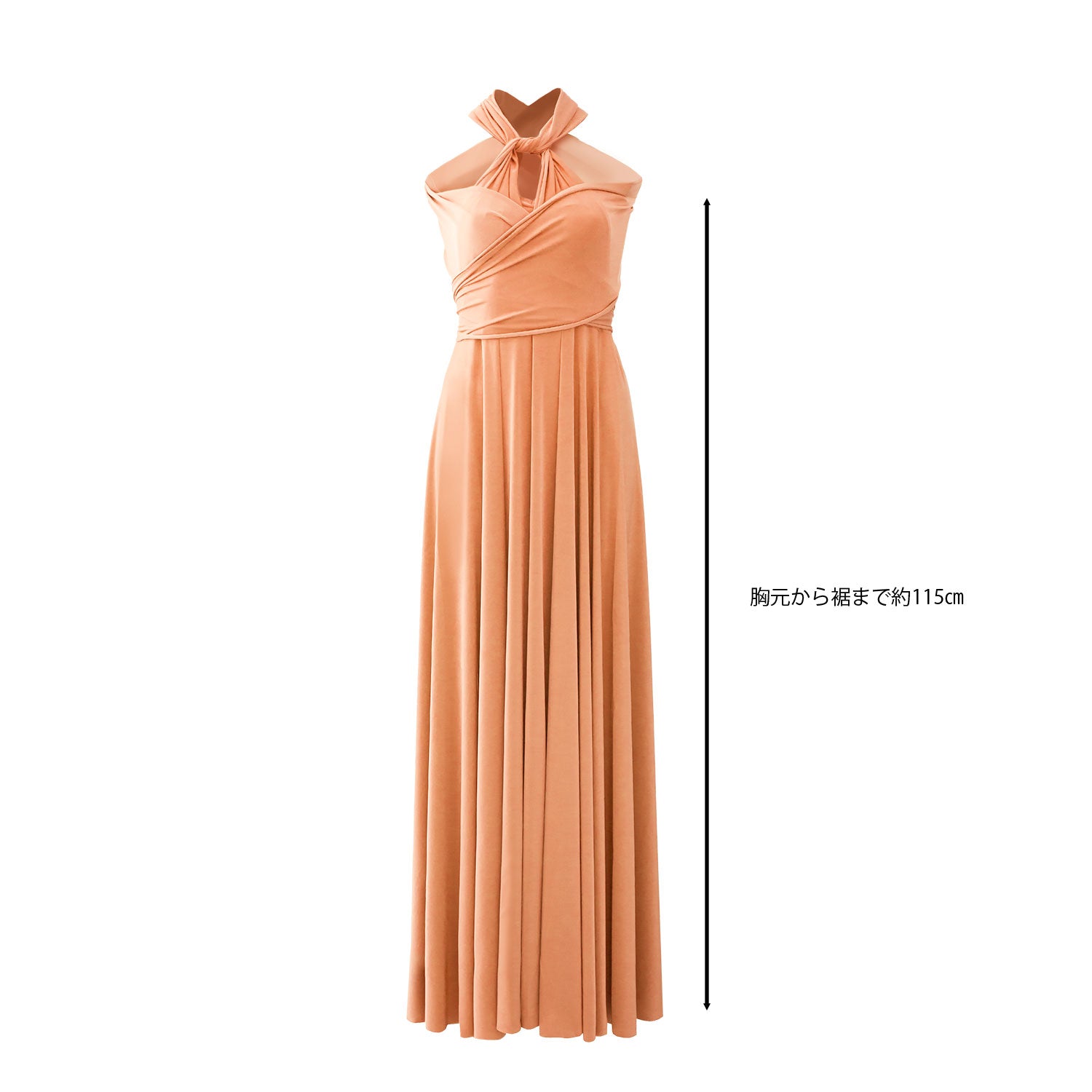 【SALE】着丈115cm ツイスト&ラップドレス ライトピーチ【即日発送】