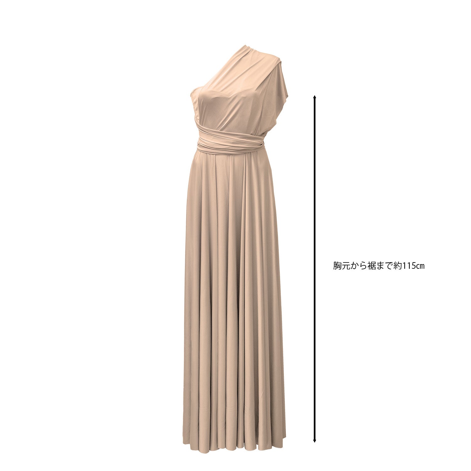【SALE】着丈115cm ツイスト&ラップドレス クリスタルベージュ【即日発送】