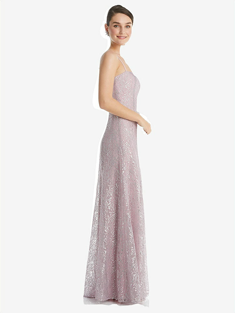 【STYLE: TH061】Metallic Lace Trumpet Dress with Adjustable Spaghetti Straps【COLOR: Suede Rose】