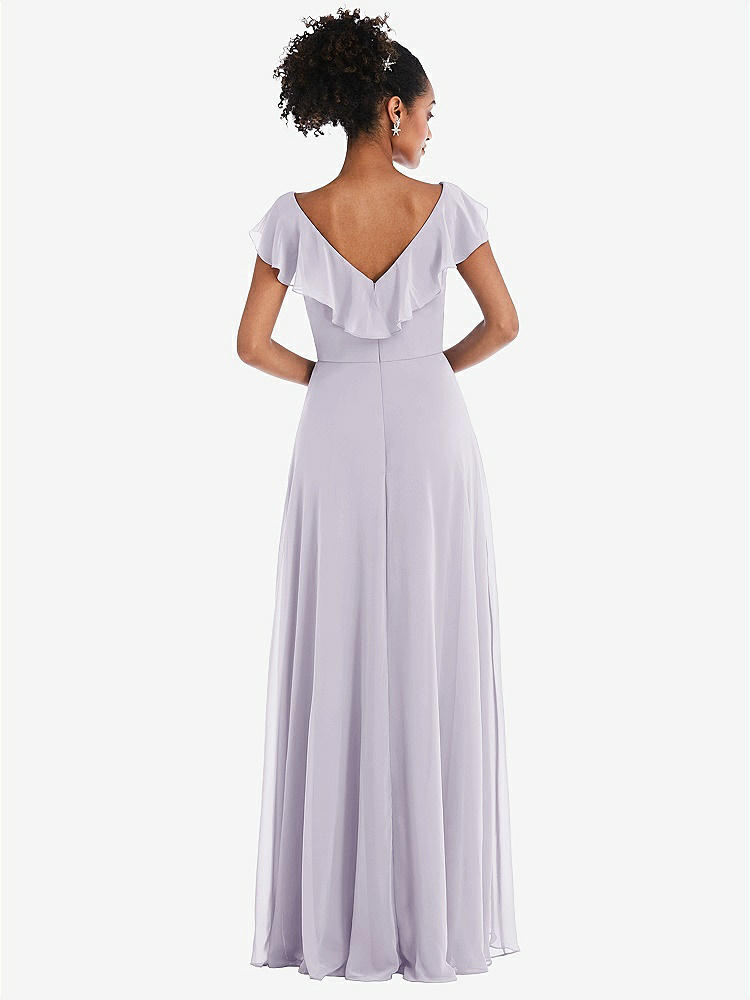 【STYLE: TH064】Ruffle-Trimmed V-Back Chiffon Maxi Dress【COLOR: Moondance】
