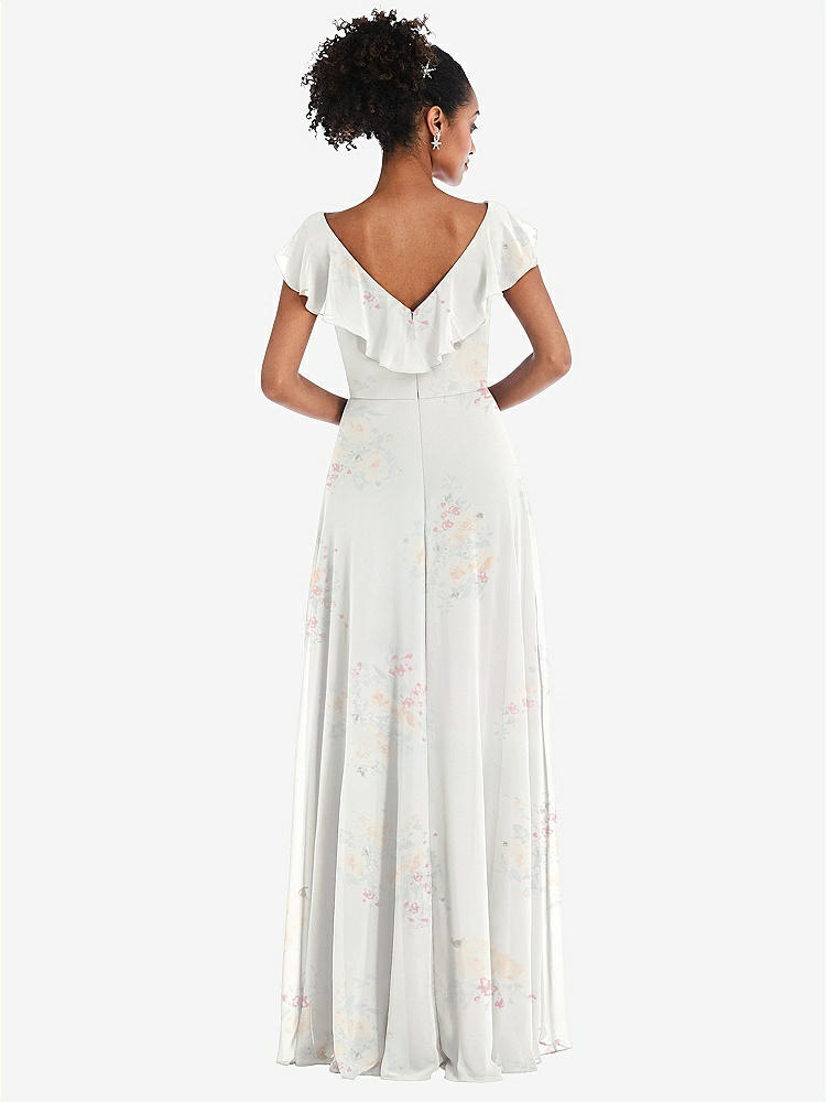 【STYLE: TH064】Ruffle-Trimmed V-Back Chiffon Maxi Dress【COLOR: Spring Fling】
