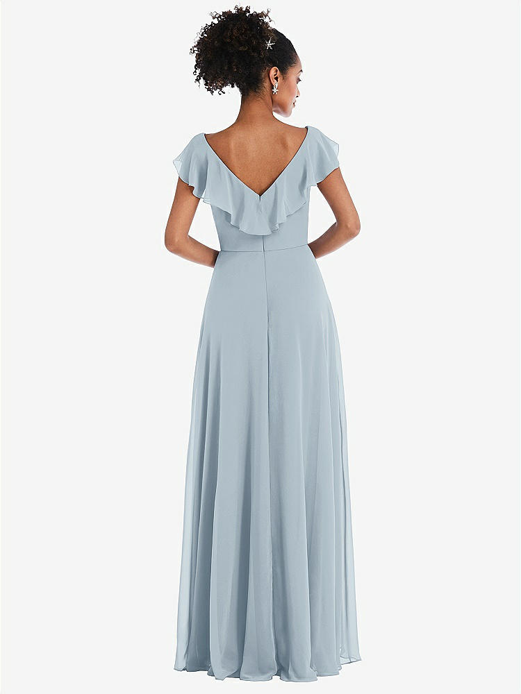 【STYLE: TH064】Ruffle-Trimmed V-Back Chiffon Maxi Dress【COLOR: Mist】