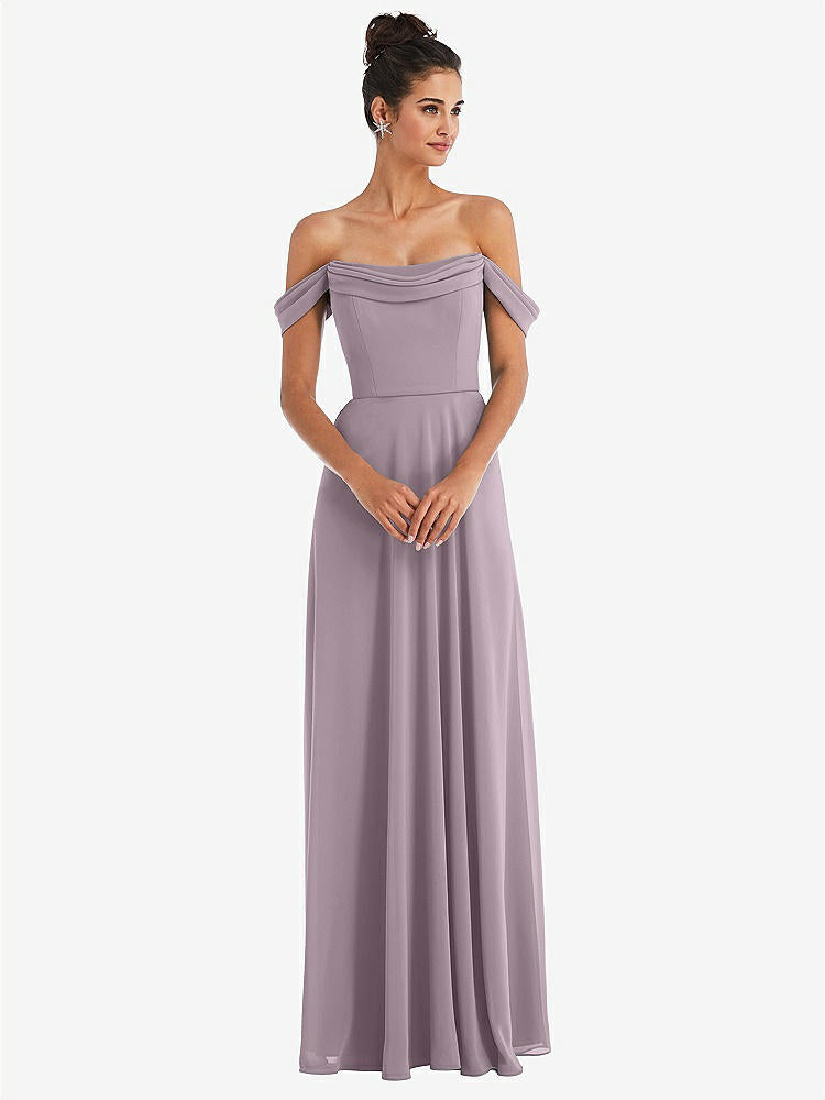 【STYLE: TH065】Off-the-Shoulder Draped Neckline Maxi Dress【COLOR: Lilac Dusk】