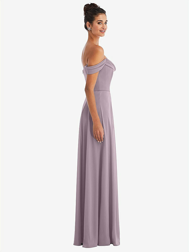 【STYLE: TH065】Off-the-Shoulder Draped Neckline Maxi Dress【COLOR: Lilac Dusk】