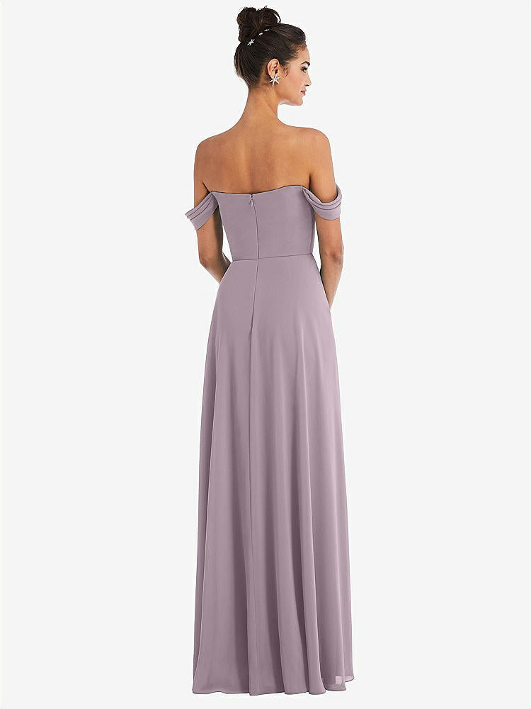 【STYLE: TH065】Off-the-Shoulder Draped Neckline Maxi Dress【COLOR: Lilac Dusk】