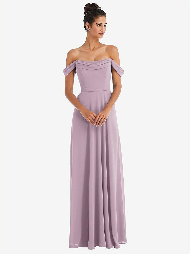 【STYLE: TH065】Off-the-Shoulder Draped Neckline Maxi Dress【COLOR: Suede Rose】