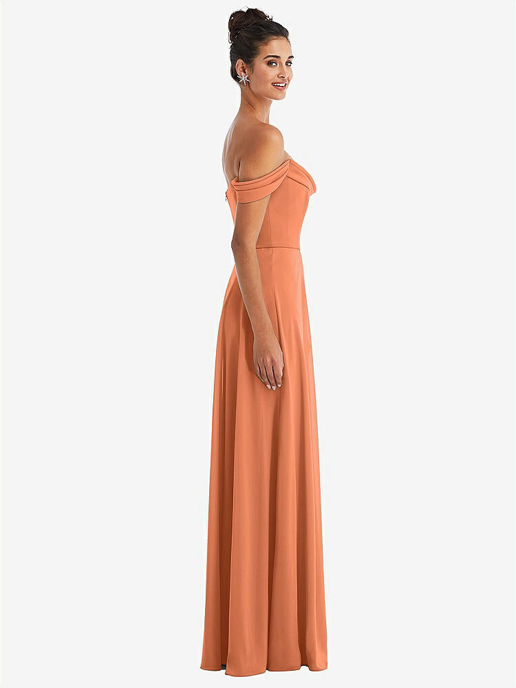 【NEW】【STYLE: TH065】オフショルダー ドレープ ネックライン マキシ ドレス【COLOR: Sweet Melon】【SIZE: 00-30W】