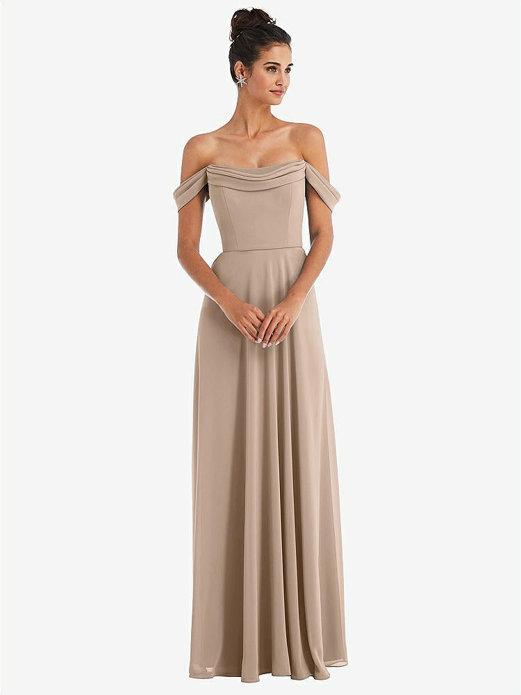 【STYLE: TH065】Off-the-Shoulder Draped Neckline Maxi Dress【COLOR: Topaz】