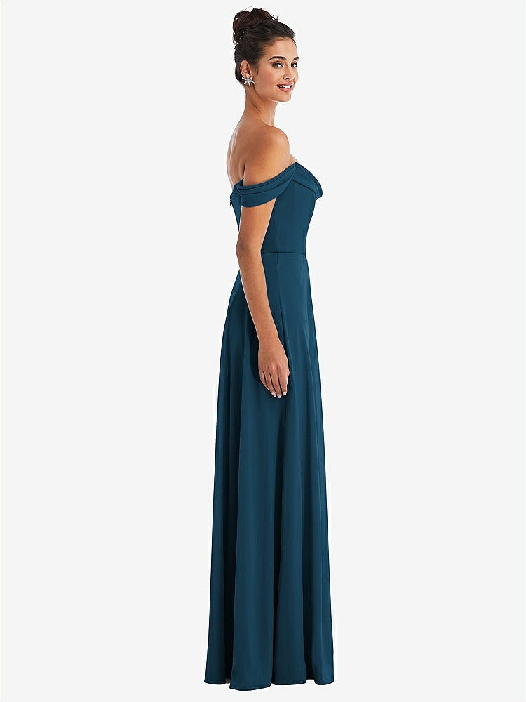 【NEW】【STYLE: TH065】オフショルダー ドレープ ネックライン マキシ ドレス【COLOR: Atlantic Blue】【SIZE: 00-30W】