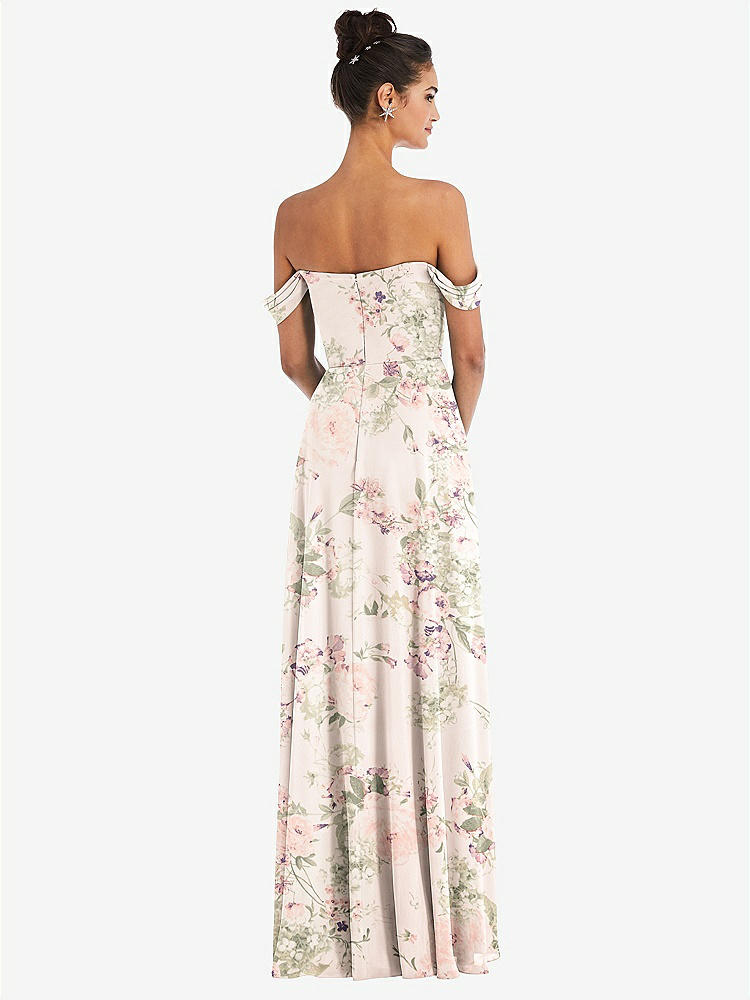 【STYLE: TH065】Off-the-Shoulder Draped Neckline Maxi Dress【COLOR: Blush Garden】