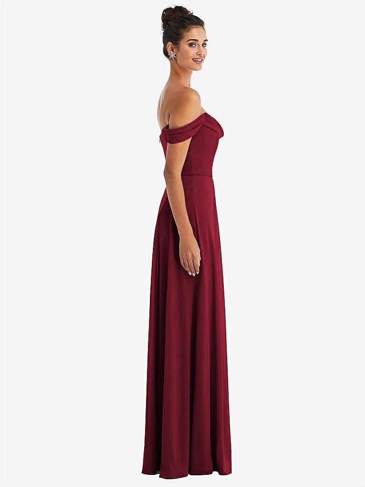 【STYLE: TH065】Off-the-Shoulder Draped Neckline Maxi Dress【COLOR: Burgundy】