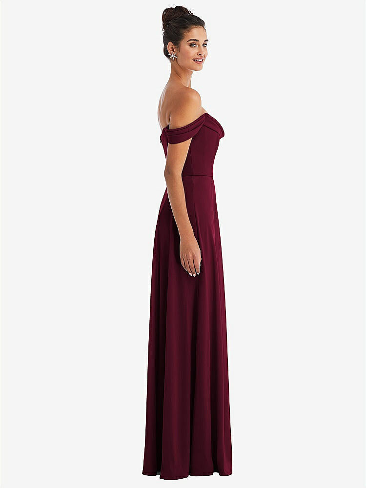 【STYLE: TH065】Off-the-Shoulder Draped Neckline Maxi Dress【COLOR: Cabernet】