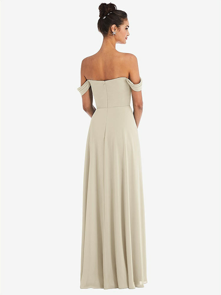 【NEW】【STYLE: TH065】オフショルダー ドレープ ネックライン マキシ ドレス【COLOR: Champagne】【SIZE: 00-30W】