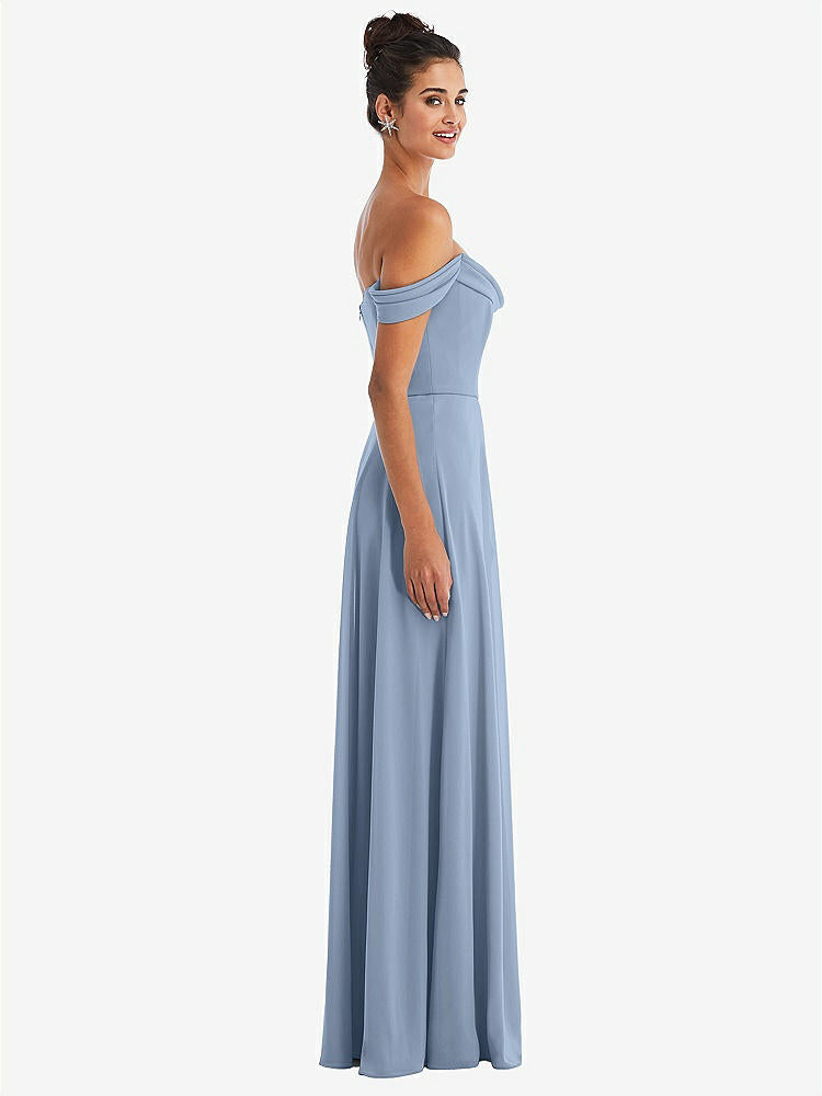 【STYLE: TH065】Off-the-Shoulder Draped Neckline Maxi Dress【COLOR: Cloudy】