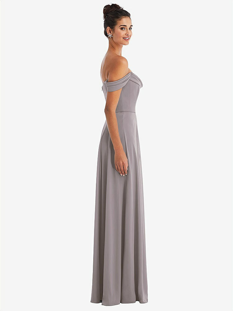 【NEW】【STYLE: TH065】オフショルダー ドレープ ネックライン マキシ ドレス【COLOR: Cashmere Gray】【SIZE: 00-30W】