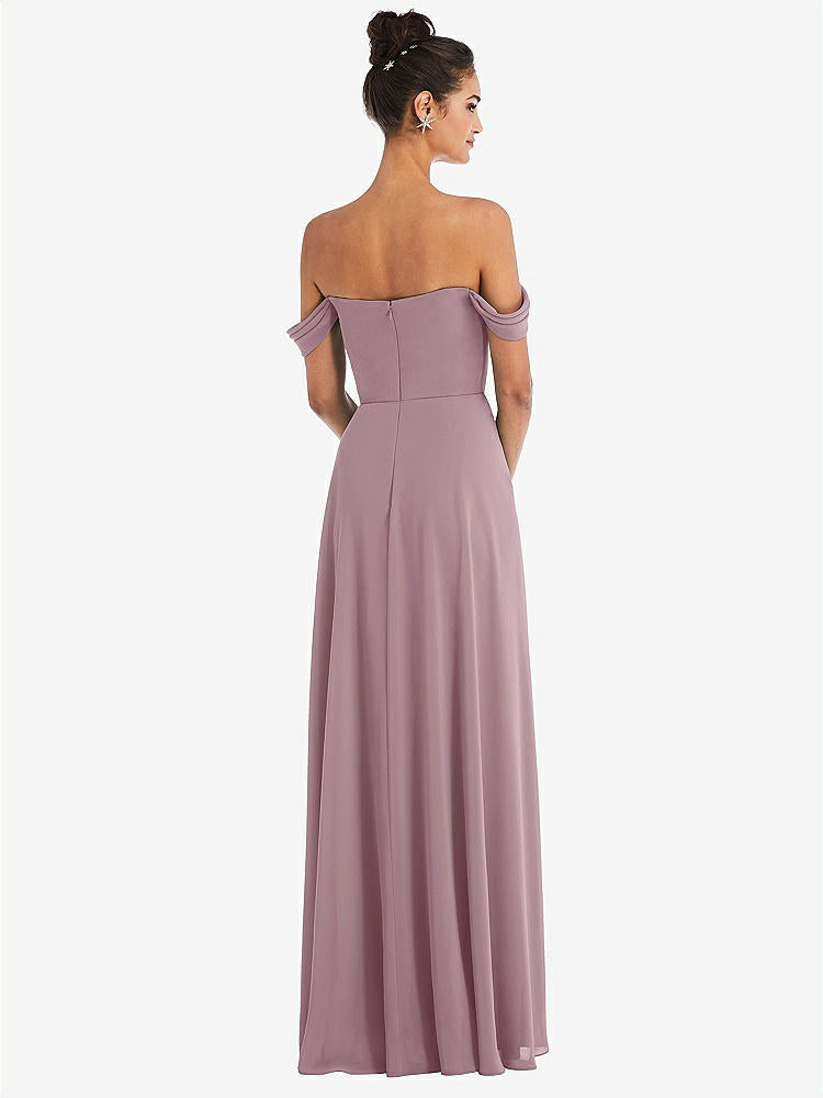 【STYLE: TH065】Off-the-Shoulder Draped Neckline Maxi Dress【COLOR: Dusty Rose】