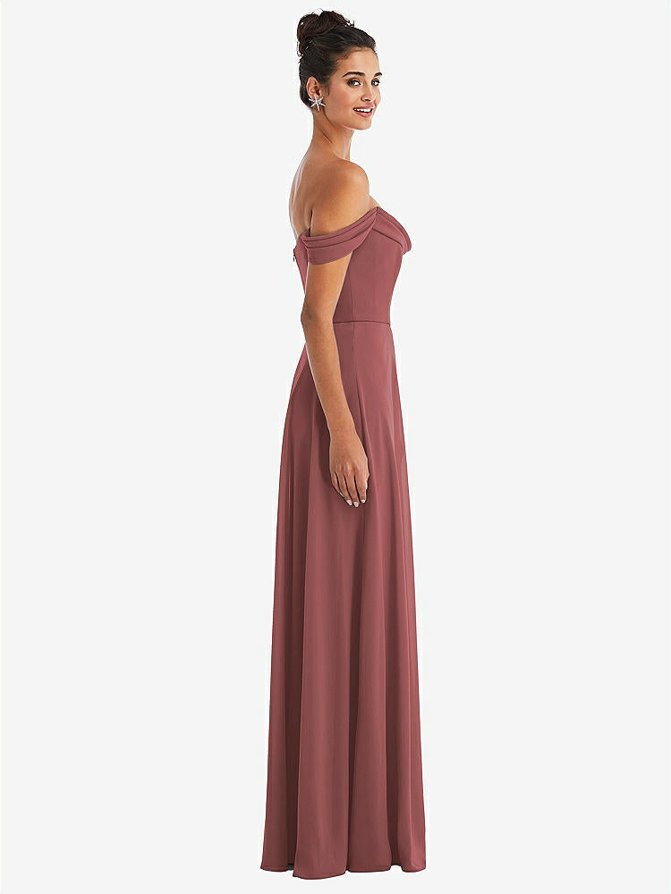 【STYLE: TH065】Off-the-Shoulder Draped Neckline Maxi Dress【COLOR: English Rose】