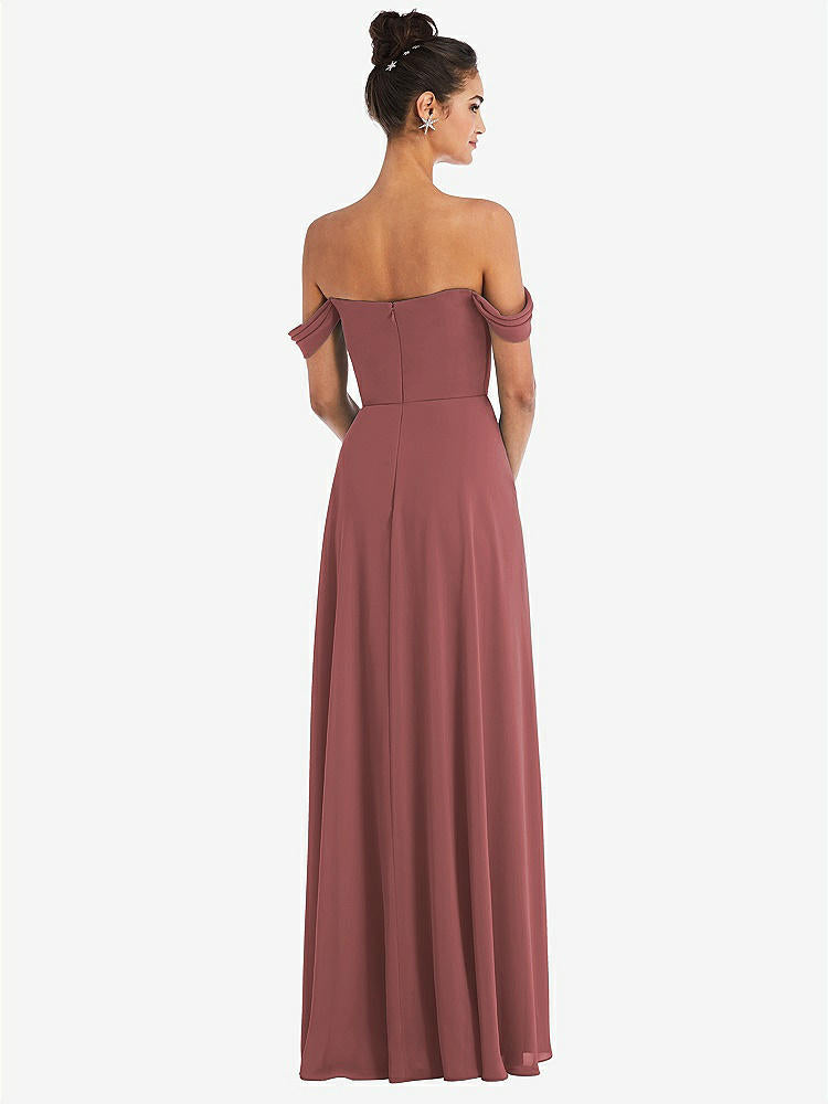 【STYLE: TH065】Off-the-Shoulder Draped Neckline Maxi Dress【COLOR: English Rose】