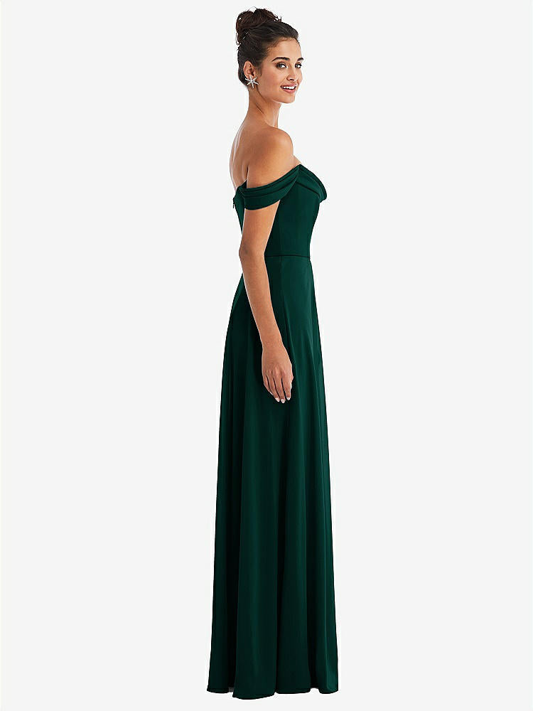 【STYLE: TH065】Off-the-Shoulder Draped Neckline Maxi Dress【COLOR: Evergreen】