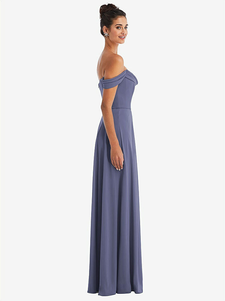 【NEW】【STYLE: TH065】オフショルダー ドレープ ネックライン マキシ ドレス【COLOR: French Blue】【SIZE: 00-30W】