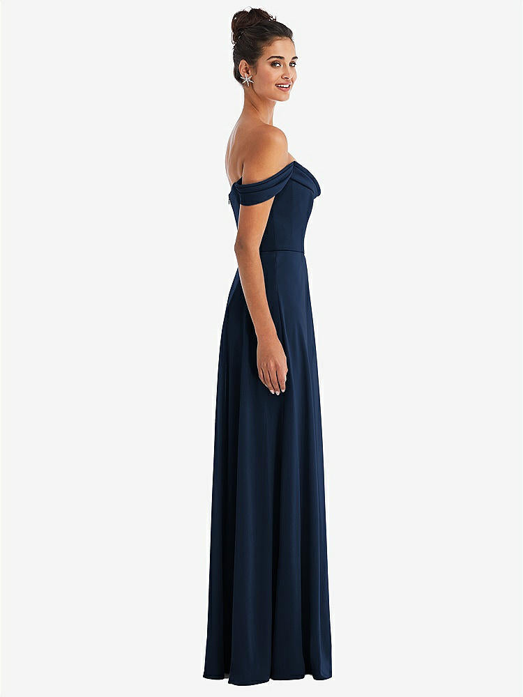 【NEW】【STYLE: TH065】オフショルダー ドレープ ネックライン マキシ ドレス【COLOR: Midnight Navy】【SIZE: 00-30W】