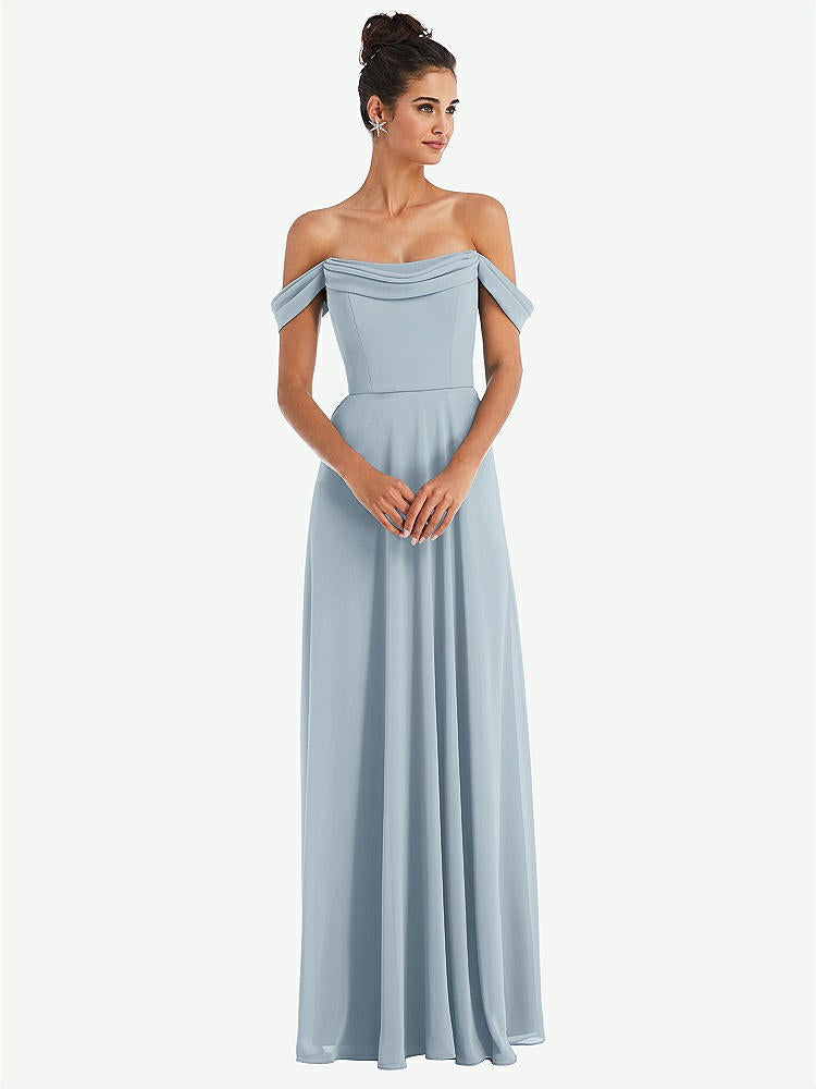 【STYLE: TH065】Off-the-Shoulder Draped Neckline Maxi Dress【COLOR: Mist】