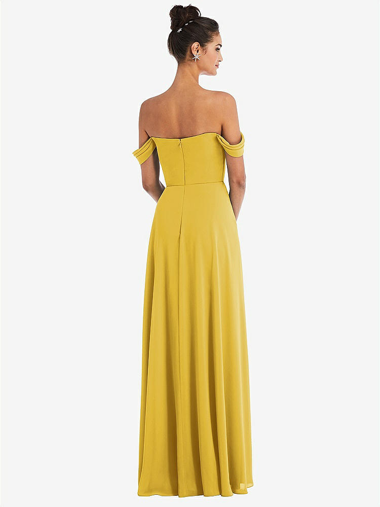 【STYLE: TH065】Off-the-Shoulder Draped Neckline Maxi Dress【COLOR: Marigold】