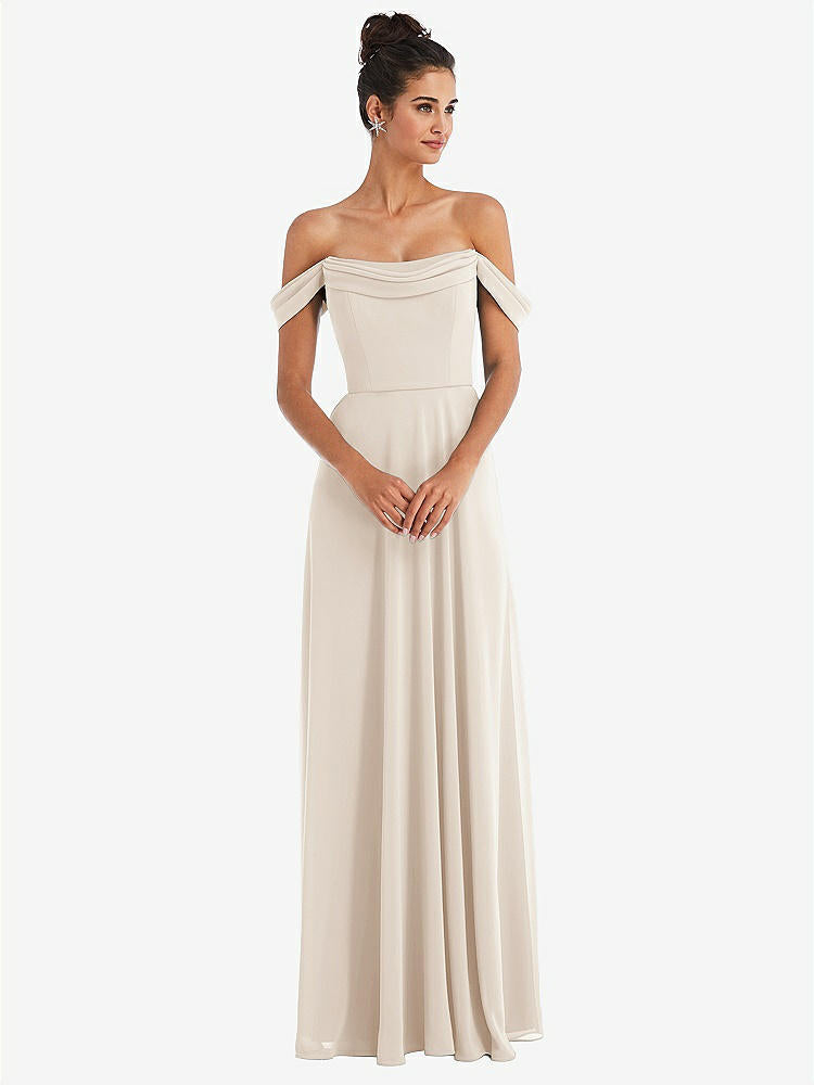 【STYLE: TH065】Off-the-Shoulder Draped Neckline Maxi Dress【COLOR: Oat】