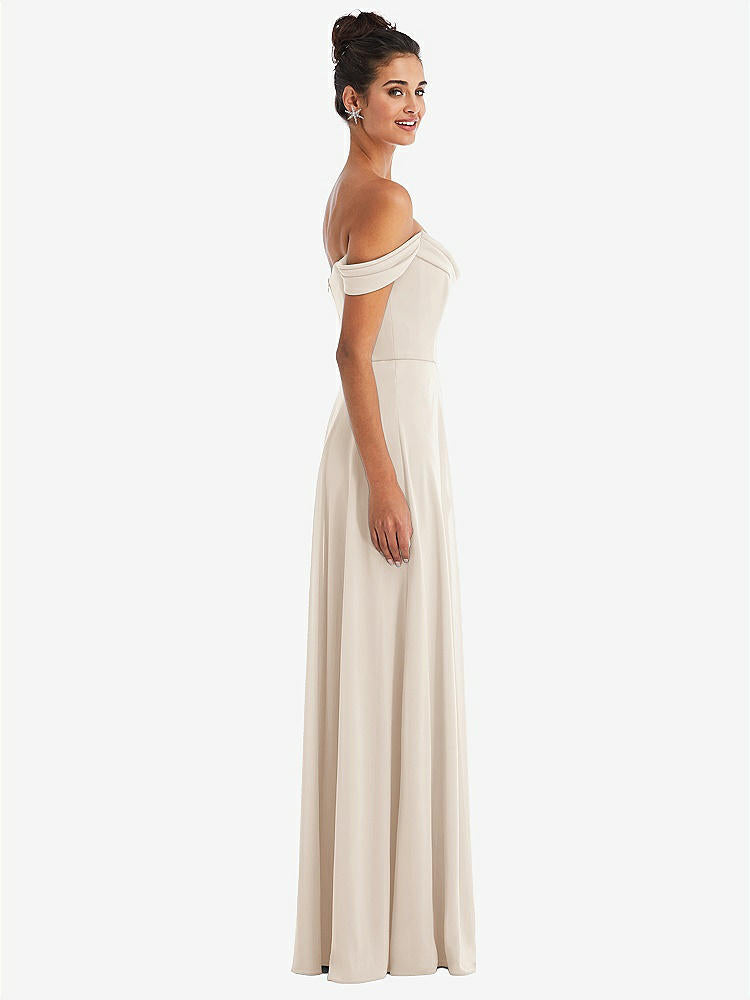 【STYLE: TH065】Off-the-Shoulder Draped Neckline Maxi Dress【COLOR: Oat】