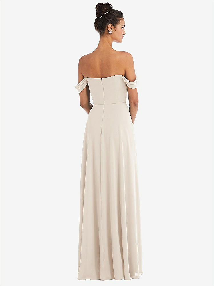 【STYLE: TH065】Off-the-Shoulder Draped Neckline Maxi Dress【COLOR: Oat】