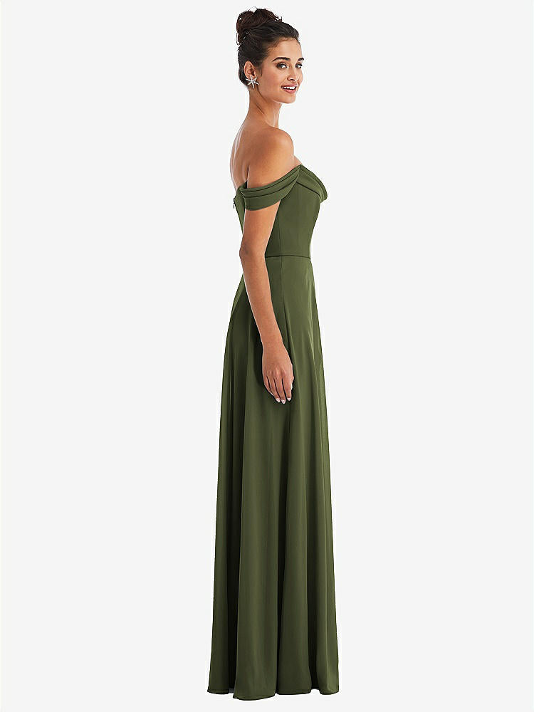 【NEW】【STYLE: TH065】オフショルダー ドレープ ネックライン マキシ ドレス【COLOR: Olive Green】【SIZE: 00-30W】